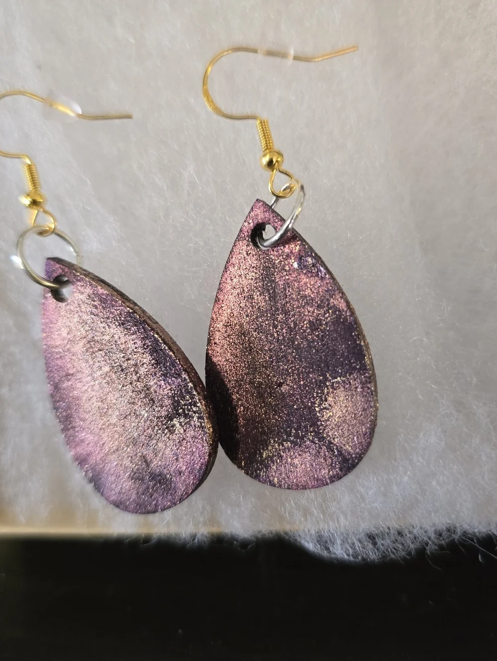 HANDCRAFTED Wood Dangle Earrings HANDPAINTED Delicate Piercing ARTISAN Jewelry